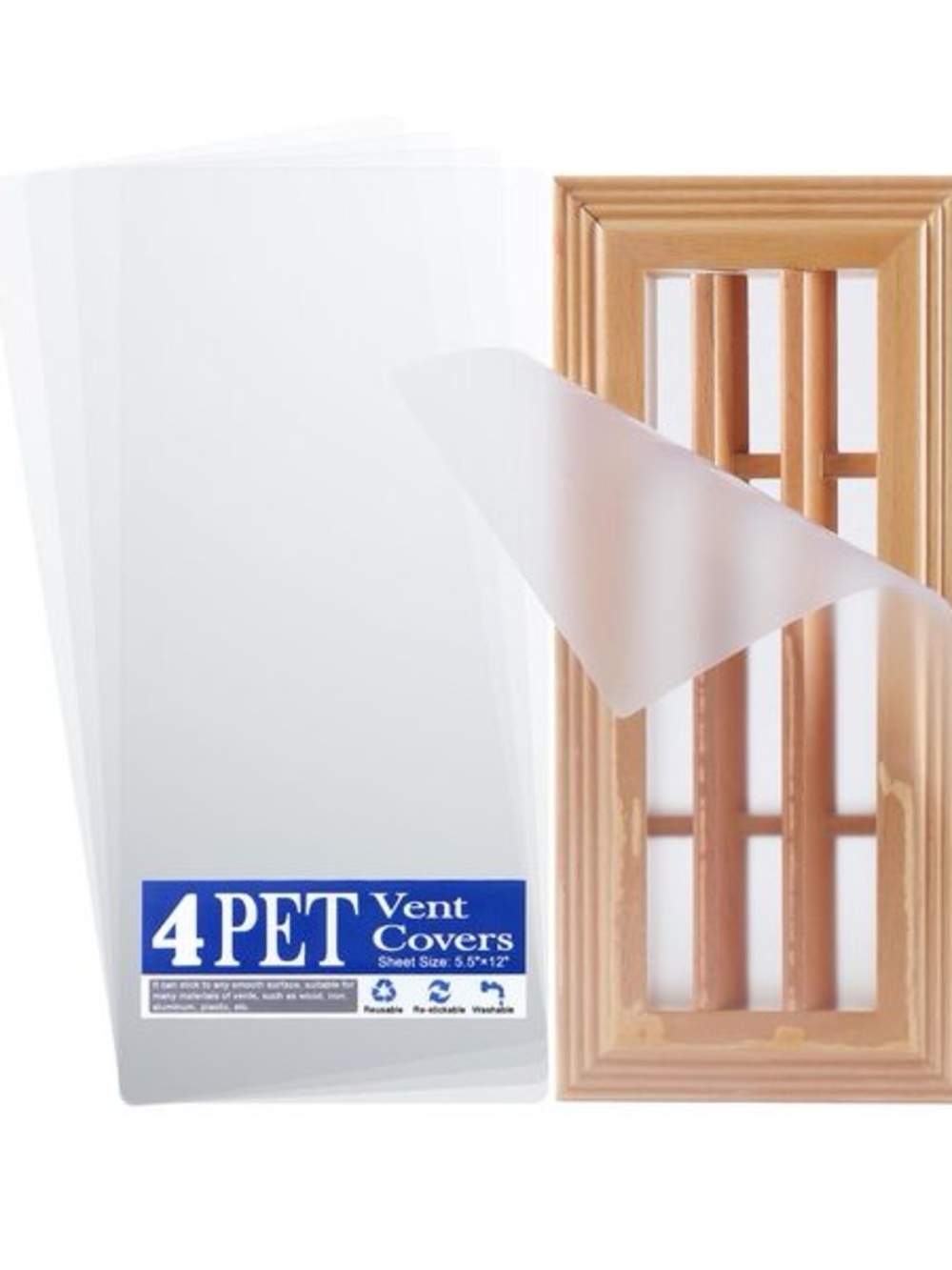 4 Pack PET Vent Covers with Nano Adhesive, 5.5" X 12".